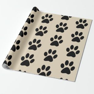 Paw Print Pet Dog Cat B&W Premium Gift Wrap Wrapping Paper Roll