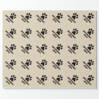 Paw print wrapping paper with name for pet animal