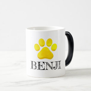 Paw Print Yellow PET NAME Modern Four Legged Fun Color Morph Mug