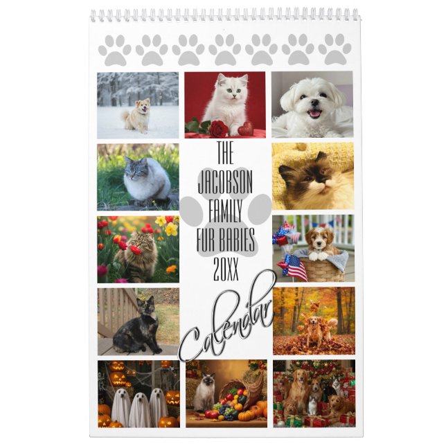 Paw Prints 12 Month Your Family Pet Photos Calendar (Cover)