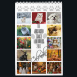 Paw Prints 12 Month Your Family Pet Photos Calendar<br><div class="desc">This fun calendar is a wonderful way to be reminded of your favorite family pet memories all year long. Features a simple modern design with a photo for each month, with the name of the month spelled out in modern script lettering, and a cute track of paw prints wandering across...</div>