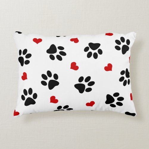 Paw Prints and Hearts Accent Pillow