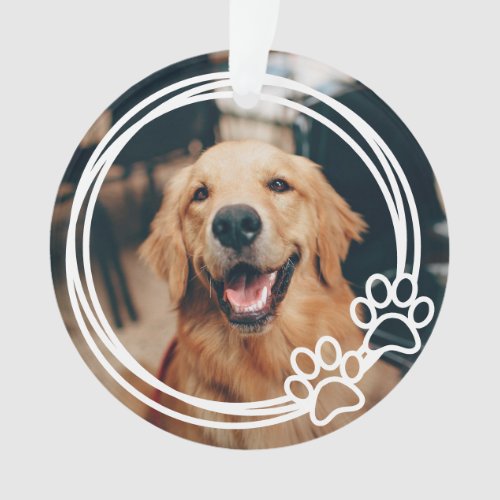Paw Prints and Hearts Frame Custom Pet photo Ornament