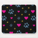 Paw Prints and Hearts Mouse Pad