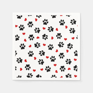 Paw Prints and Hearts Napkins
