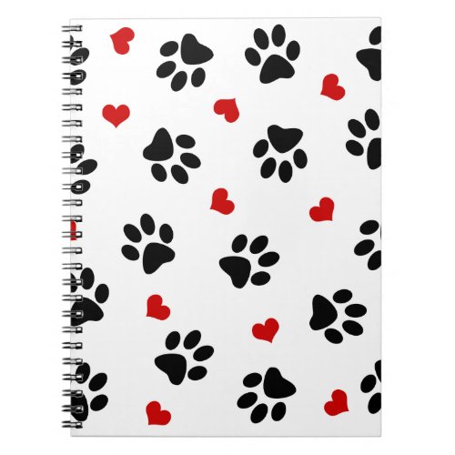 Paw Prints and Hearts Notebook