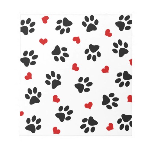 Paw Prints and Hearts Notepad