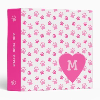 Paw Prints And Monogram Binder by BluePlanet at Zazzle
