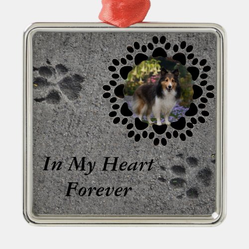 Paw Prints and Photo Metal Ornament