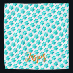 Paw Prints Aqua Blue Pet Name Orange Modern Fun Bandana<br><div class="desc">Artisan Paw Prints in Aqua Blue on white background with custom PET NAME in orange. Easy to personalize text,  text color. Great Pet Bandana for  ANY Pet,  dog,  cat,  family animals. Colorful,  modern,  Fun. Mix and match entire Pet Lover,  Pets,  Dog Collections by TMCdesigns.</div>
