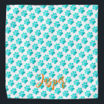 Paw Prints Aqua Blue Pet Name Orange Modern Fun Bandana<br><div class="desc">Artisan Paw Prints in Aqua Blue on white background with custom PET NAME in orange. Easy to personalize text,  text color. Great Pet Bandana for  ANY Pet,  dog,  cat,  family animals. Colorful,  modern,  Fun. Mix and match entire Pet Lover,  Pets,  Dog Collections by TMCdesigns.</div>