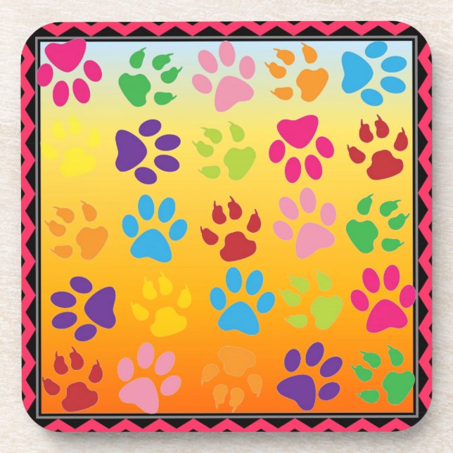 Paw Prints Beverage Coaster (Front)