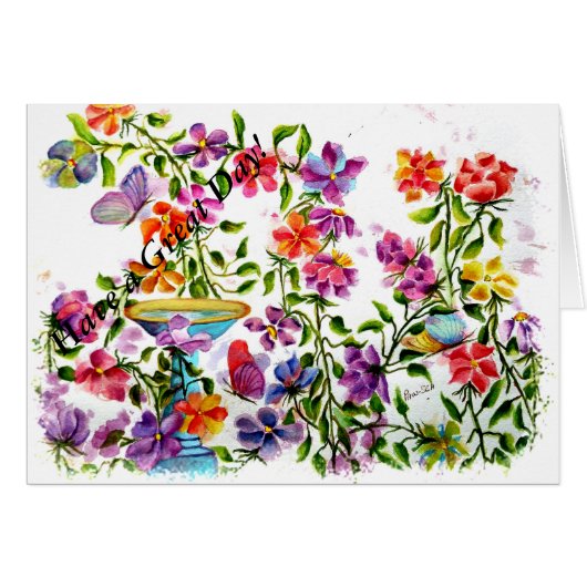 PAW PRINTS BIRD BATH CARDS (Front Horizontal)