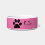 Paw Prints Black Pink Monograms Cute Modern Bowl<br><div class="desc">Pretty and elegant design with paw print and text template for monogrammed name which you can customize with your pet's name! You may change the background color as you wish.</div>