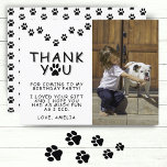 Paw Prints Black White Birthday Thank you Photo  Postcard<br><div class="desc">Cute Paw Prints Black and White Birthday Thank you Photo Postcard for Children. Cute photo birthday thank you card with paw prints,  thank you note,  a photo template and a child`s name. Insert your photo into the template and personalize with your name. Change or leave the thank you message.</div>