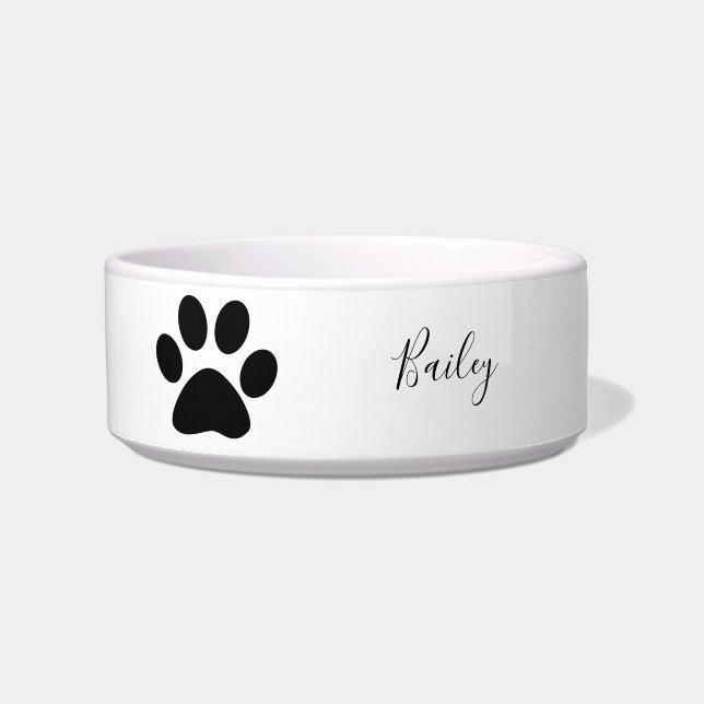 Paw Prints Black White Custom Name Cute 2022 Bowl (Front)