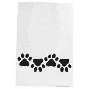 Paw Prints Black White Pet Lovers Dogs Cats Modern Medium Gift Bag
