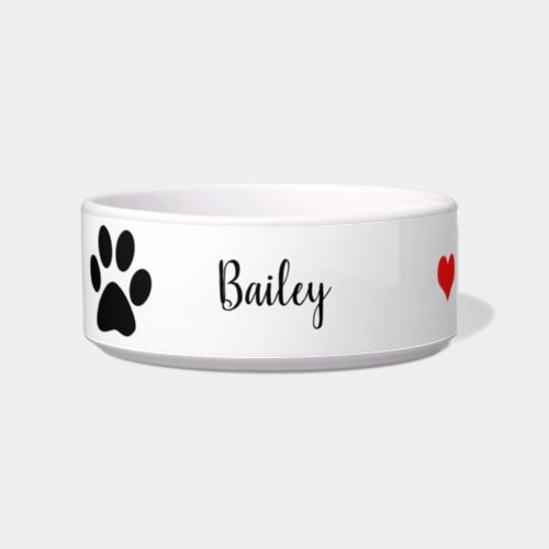 Paw Prints Black White Red Cute Monograms Gift Bowl