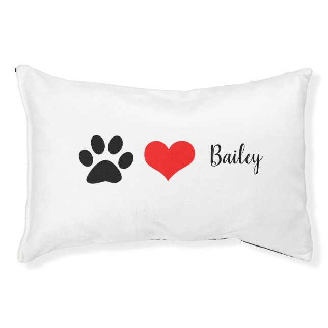 Paw Prints Black White Red Cute Monograms Trendy Pet Bed (Front)