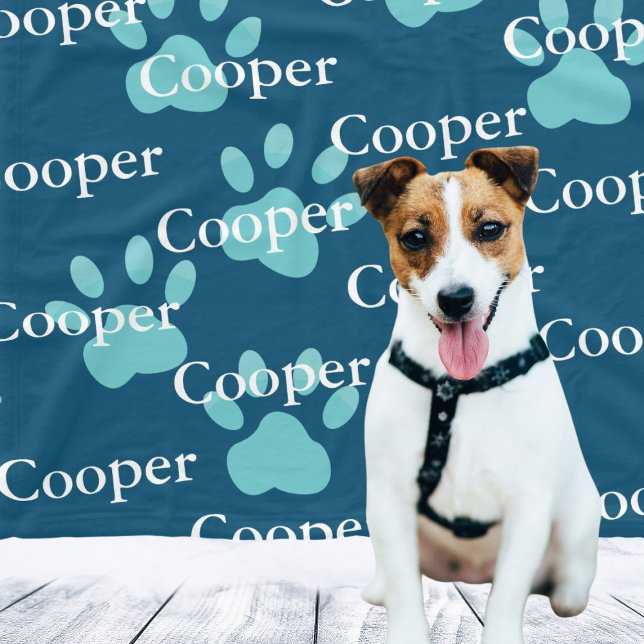 Paw Prints Blue Personalized Dog Name Fleece Blanket (Paw Prints Blue Personalized Dog Name Fleece Blanket
)