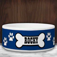 Personalized Ceramic Pet Bowls with Paw Print Custom Dog Bowl from Photo  and Name