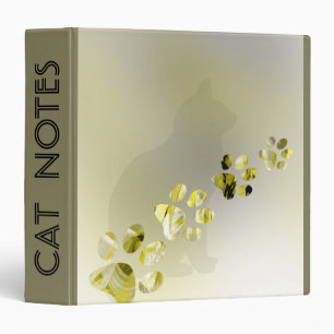 Paw Prints Cat Pet Animal Green Watercolor 3 Ring Binder