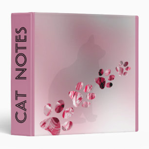 Paw Prints Cat Pet Animal Watercolor 3 Ring Binder