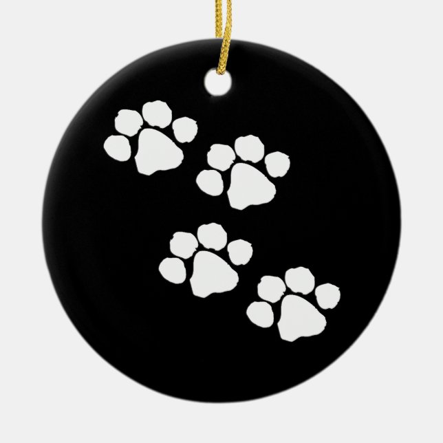 Paw Prints Ceramic Ornament (Front)