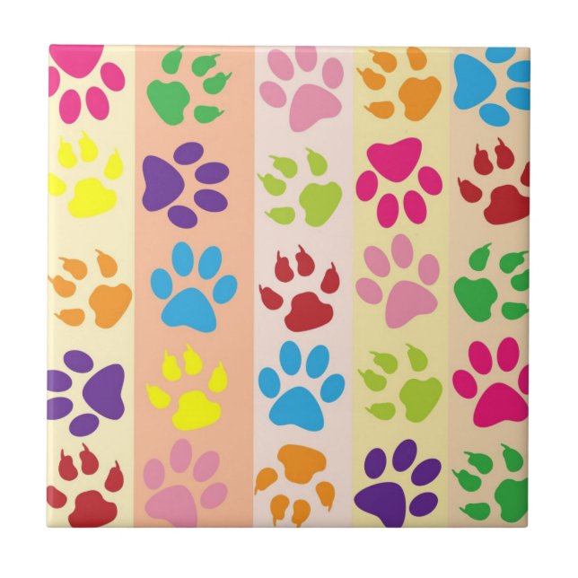 Paw Prints Ceramic Tile (Front)