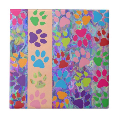 Paw Prints Ceramic Tile