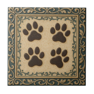 Paw Prints Ceramic Tile