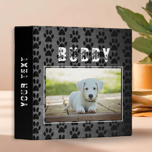 Paw Prints Chalkboard Pet Dog Photo Album  3 Ring Binder
