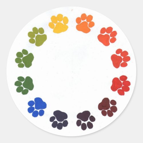 Paw Prints Circle Classic Round Sticker