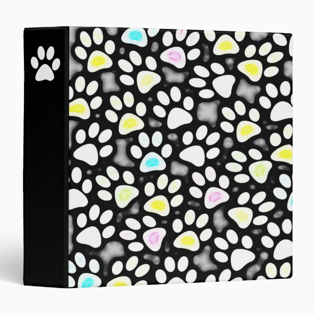 Paw Prints Collage 3 Ring Binder (Front/Spine)