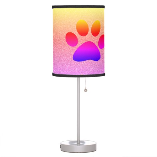 Paw Prints Colorful Glittery Rose Gold  Multicolor Table Lamp