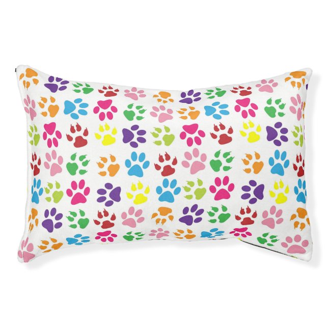 Paw Prints Colorful Pet Bed (Front)