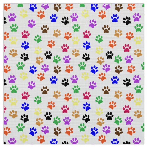 Paw Prints Colorful Quarter Fabric