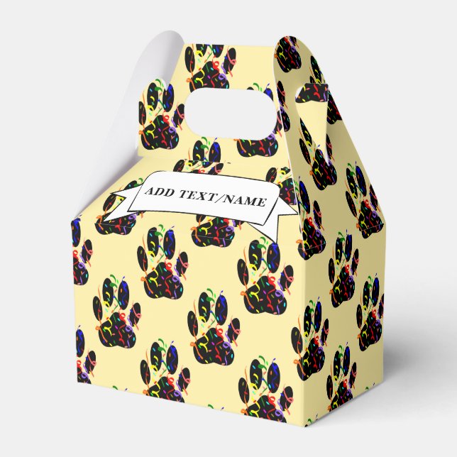 Paw Prints Confetti And Party Streamer Custom Favor Boxes (Front Side)