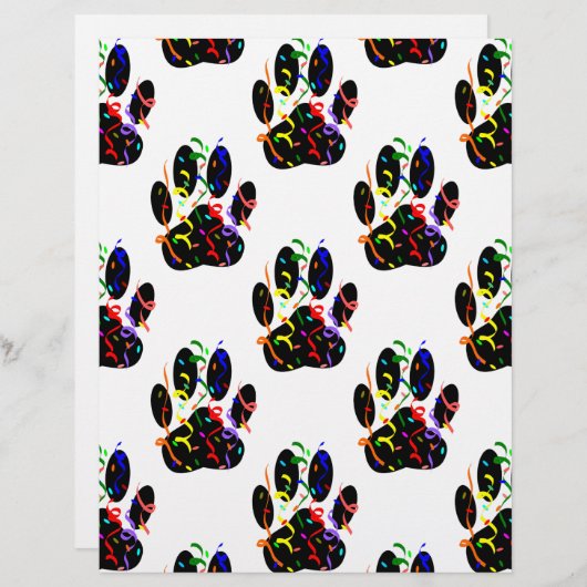 Paw Prints Confetti And Party Streamer Pattern (Front/Back)