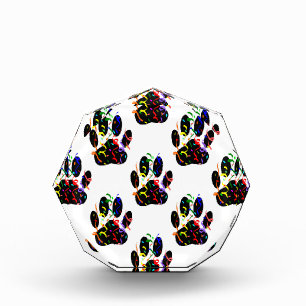 Paw Prints Confetti And Party Streamer Pattern Acrylic Award