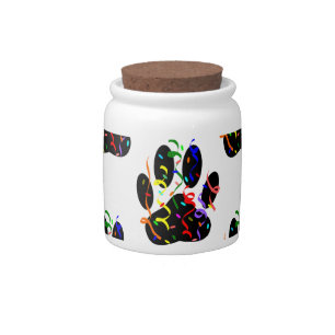 Paw Prints Confetti And Party Streamer Pattern Candy Jar
