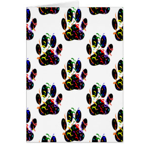 Paw Prints Confetti And Party Streamer Pattern Cards