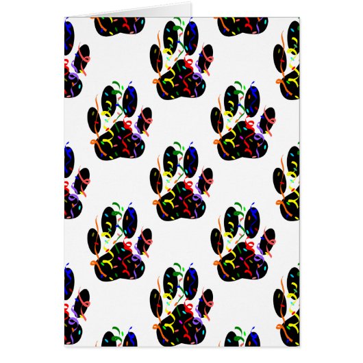 Paw Prints Confetti And Party Streamer Pattern Cards (Front)
