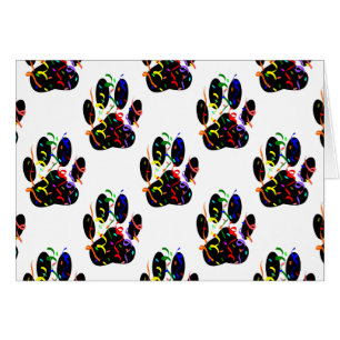 Paw Prints Confetti And Party Streamer Pattern Cards