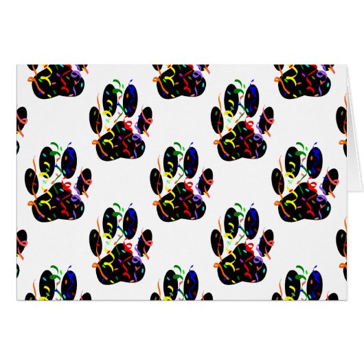 Paw Prints Confetti And Party Streamer Pattern Cards (Front Horizontal)