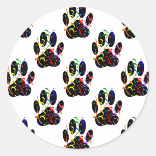 Paw Prints Confetti And Party Streamer Pattern Classic Round Sticker