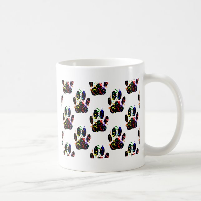 Paw Prints Confetti And Party Streamer Pattern Coffee Mug (Right)
