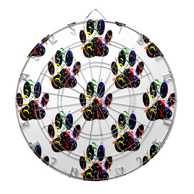 Paw Prints Confetti And Party Streamer Pattern Dart Board (Front)