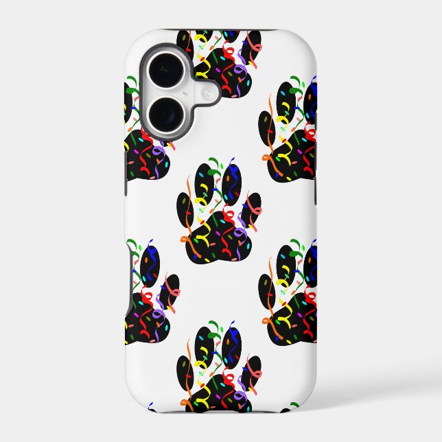 Paw Prints Confetti And Party Streamer Pattern Iphone Case (Back)