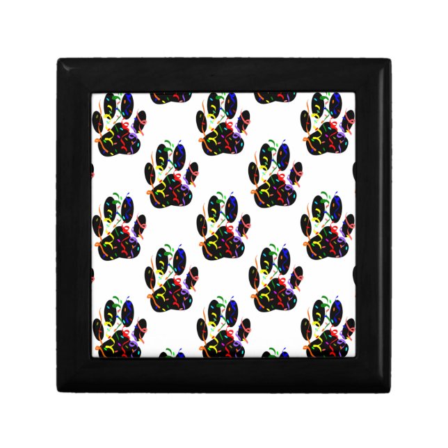 Paw Prints Confetti And Party Streamer Pattern Jewelry Box (Front)